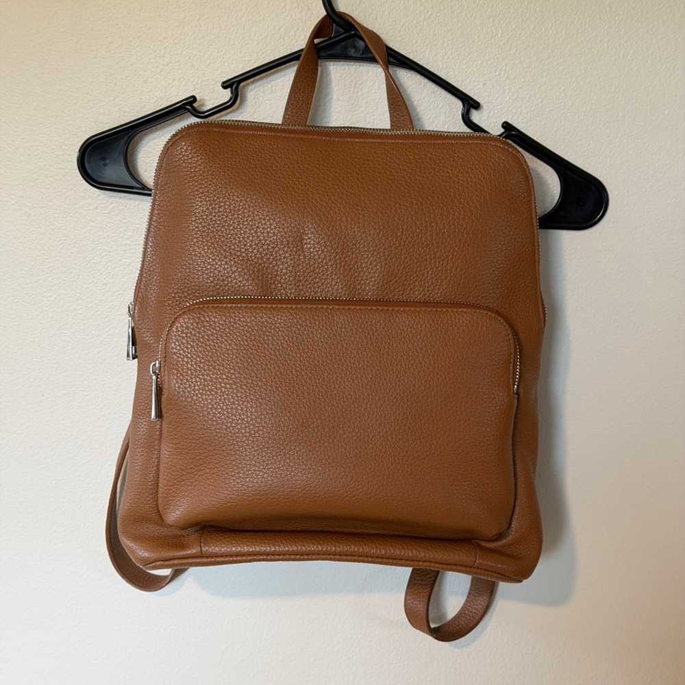 Quince Cognac Italian Leather Convertible Backpack